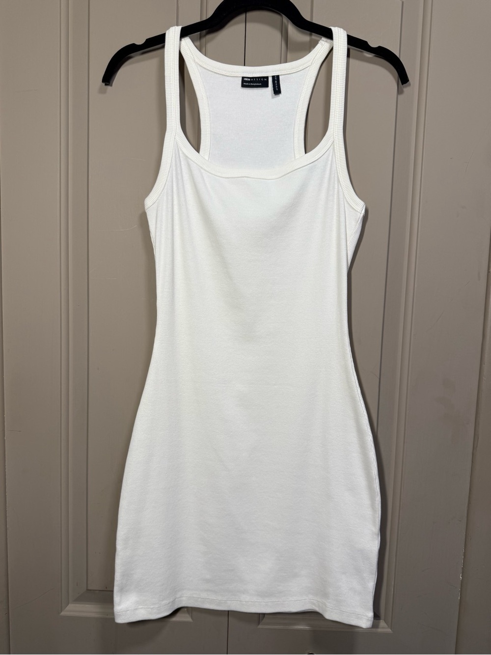 ASOS White Ribbed Racerback Tank Dress